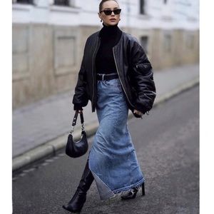 Zara Denim Midi Skirt